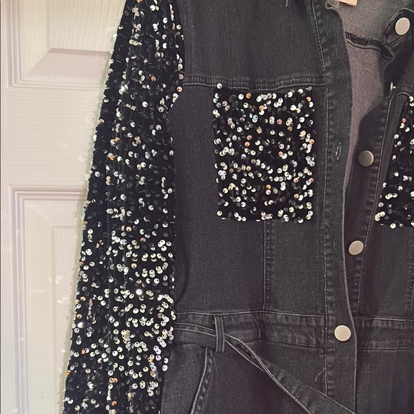 Fantastic Fawn Black Sequin Jumpsuit - Picture 4 of 5